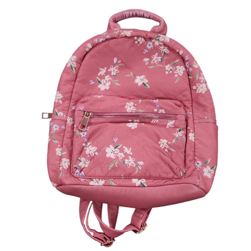 LD Pink Floral Backpack Medium Polyurethane 11x12.5Color: Pink Floral Pattern‎